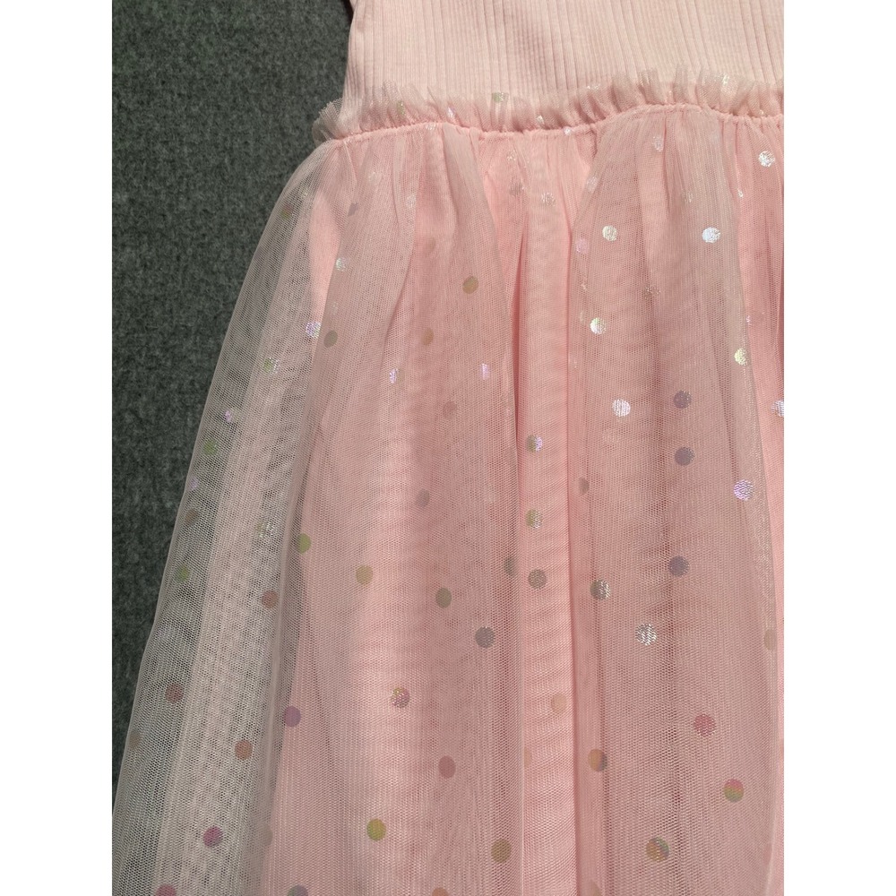 Wonder Nation Girls XL 14-16 Pink Frost Ribbed Tutu Dress Iridescent Polka Dot - Picture 2 of 10